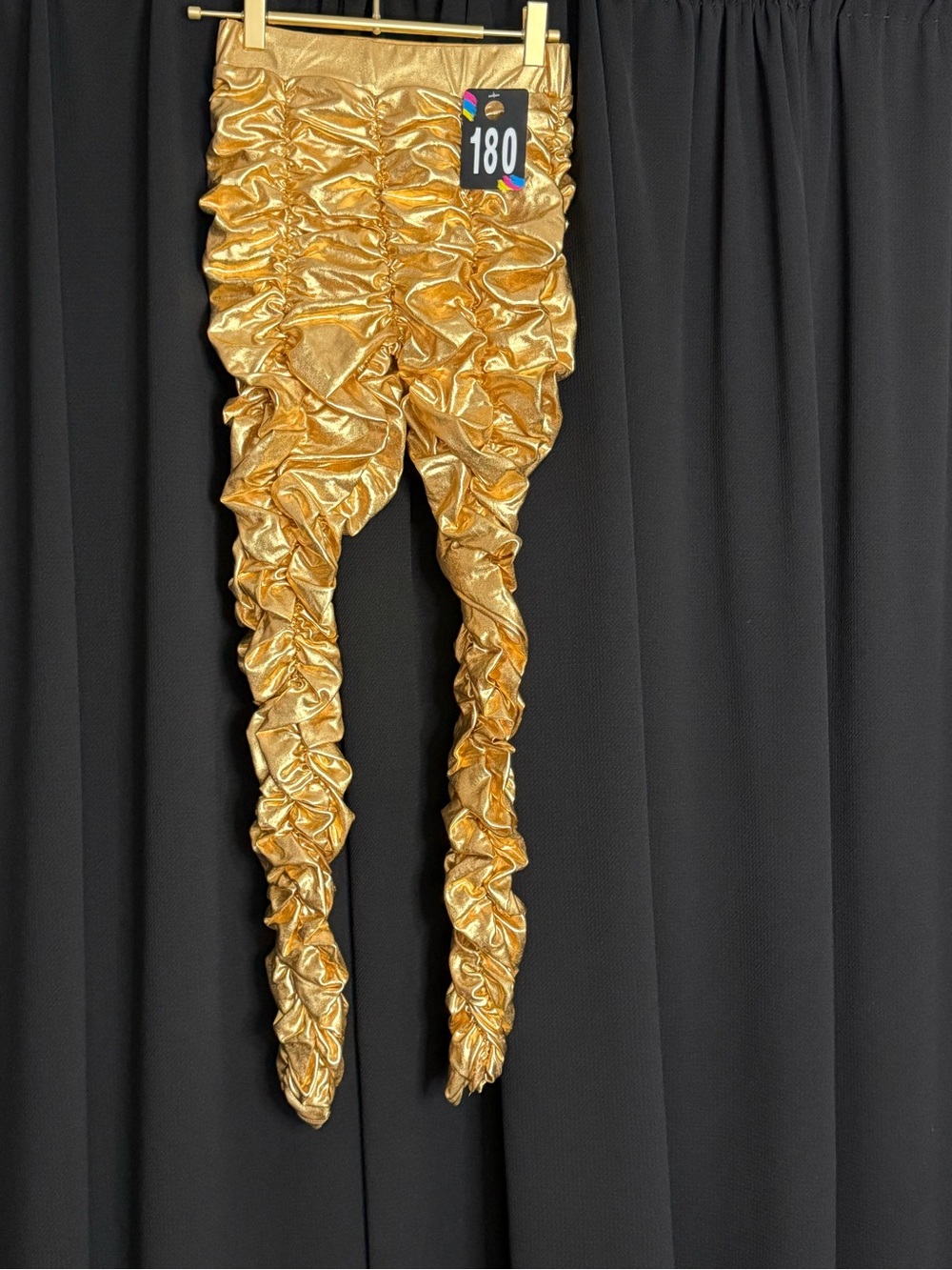 Metallic Ruched Gold Leggings